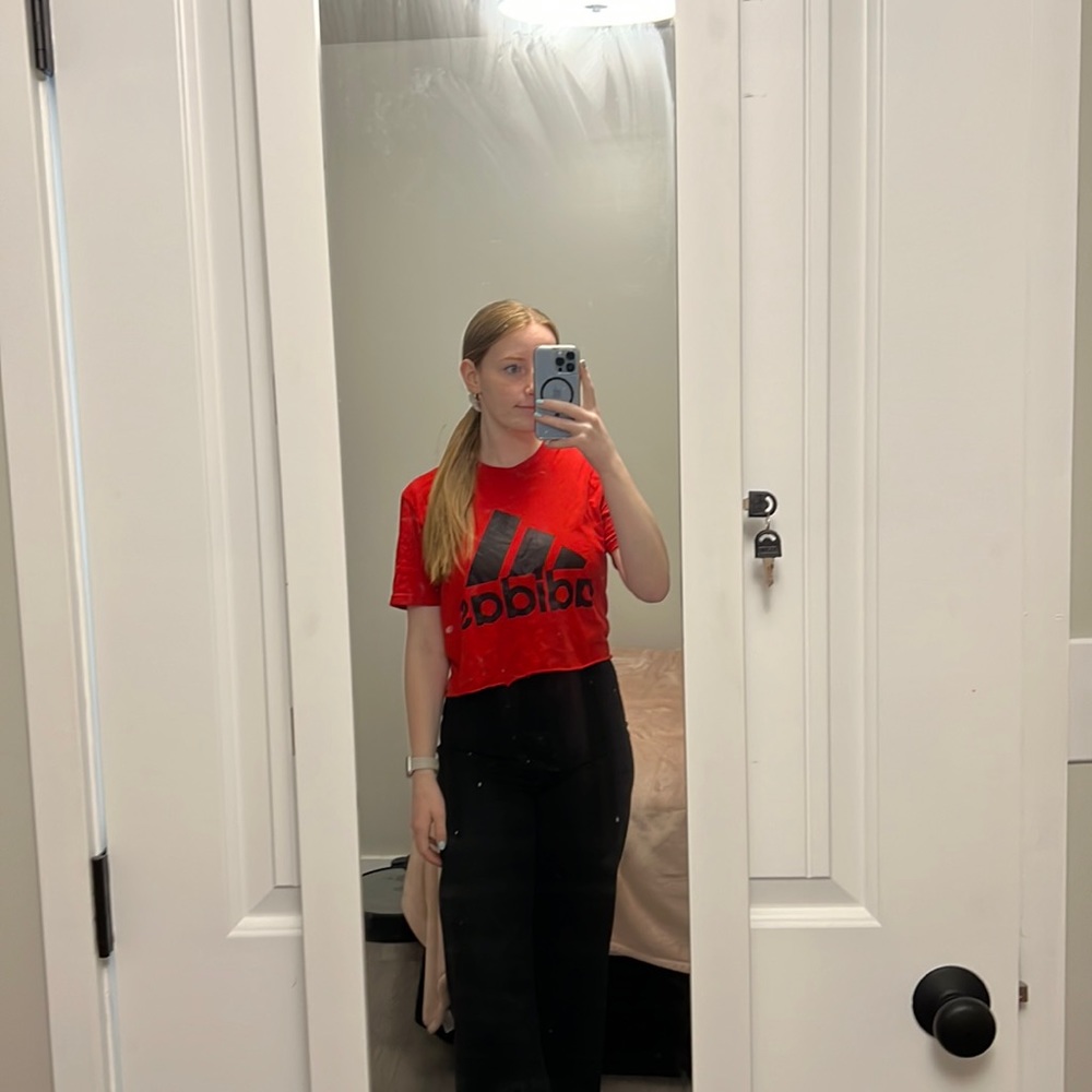 Red adidas shirt